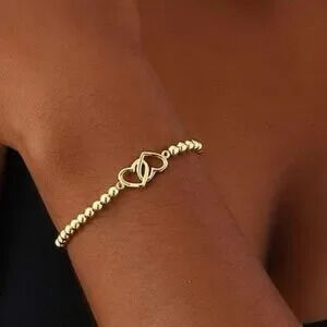 NEW?14K Real Gold Plated Heart Bracelet